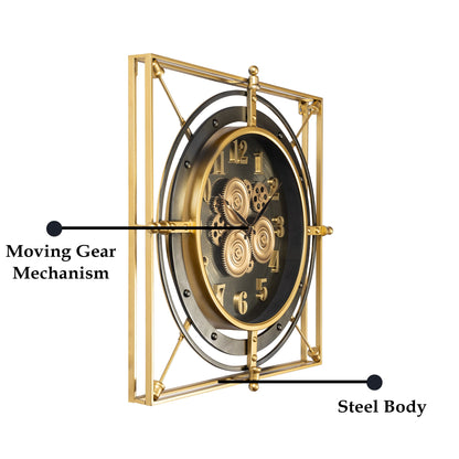 Grand Axis Luxury Designer Wall Clock For Living Room With Moving Gear Mechanism Buy Wall Clock Online (Steel Body)