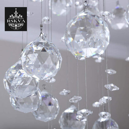 Ceiling Glass Beads Crystal Pendant Hanging Chandelier (6 Feet Hight)