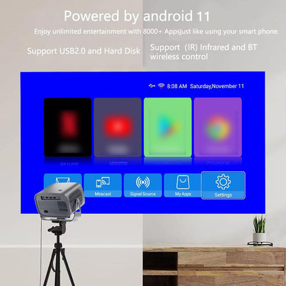 Fawoonu M10 Smart LCD LED Projector Android 11.0 Home Theater 2.4G/5G Dual-band WiFi Screen Mirroring BT5.2 HD USB Input 3.5mm o Out with Remote Control
