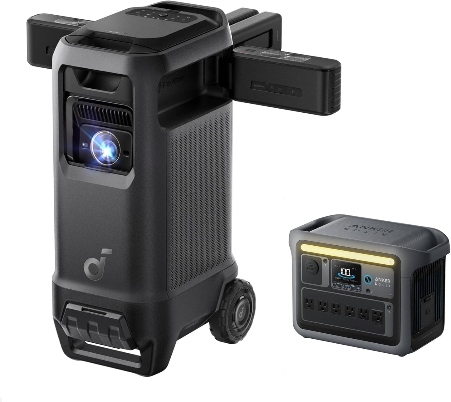 Nebula X1 Pro with Anker SOLIX C1000 Power Station, 4K Triple Laser Projector for Home and Outdoor, 3500 ANSI Lumens, 7.1.4 Space Sound, Dolby Atmos, Optical Zoom, 56000:1 Contrast