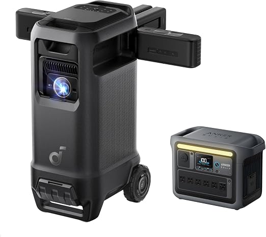 Nebula X1 Pro with Anker SOLIX C1000 Power Station, 4K Triple Laser Projector for Home and Outdoor, 3500 ANSI Lumens, 7.1.4 Space Sound, Dolby Atmos, Optical Zoom, 56000:1 Contrast