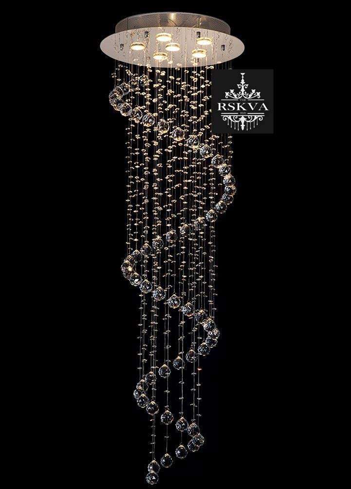 Ceiling Glass Beads Crystal Pendant Hanging Chandelier (6 Feet Hight)