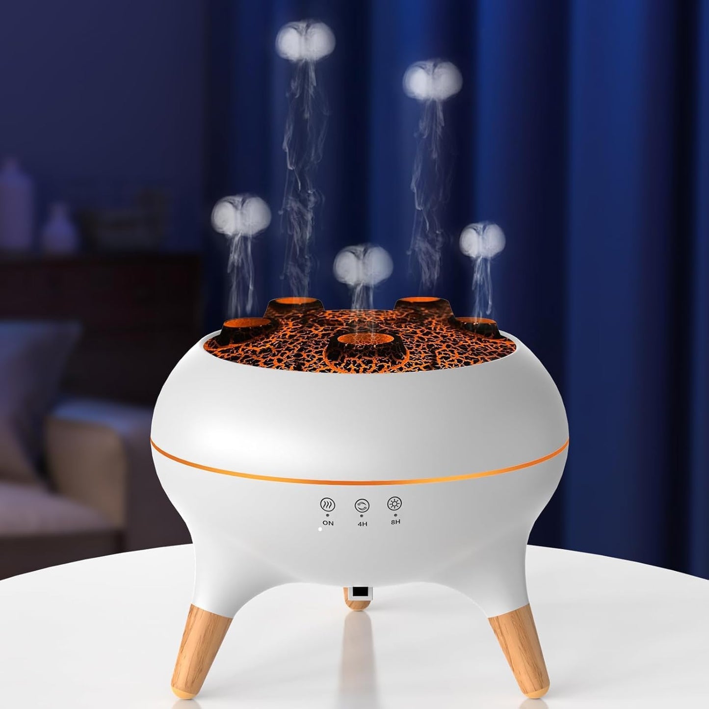 (10 Years Assured Warranty) 250ML Jellyfish Aroma Diffuser Ultrasonic Humidifier with 3 Mist Modes LED Flame Light Auto Shut Off for Home Office Bedroom Yoga Decor