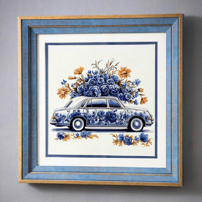 Blue & White Framed Wall art - 12"x12"