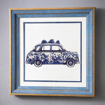 Blue & White Framed Wall art - 12"x12"