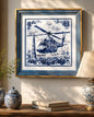 Blue & White Framed Wall art - 12"x12"