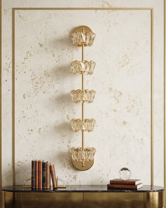 Golden Crystal Bloom Wall Light