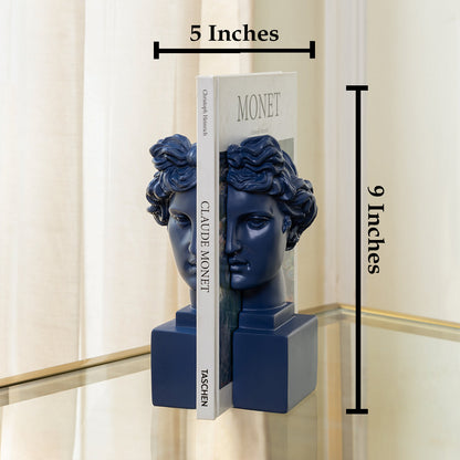 Modern Apollo Bookend For Books - Pair (Navy Blue)
