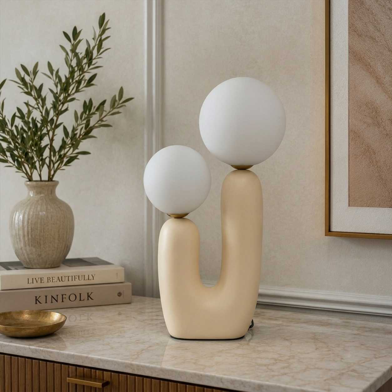 Lumora Table Lamps for Home & Item for Home Decoration -Beige