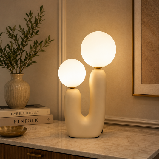 Lumora Table Lamps for Home & Item for Home Decoration -Beige