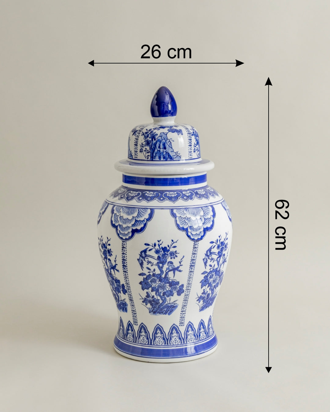 Royal Blue Garden Pavilion Temple Jar - 62 cm