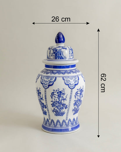 Royal Blue Garden Pavilion Temple Jar - 62 cm