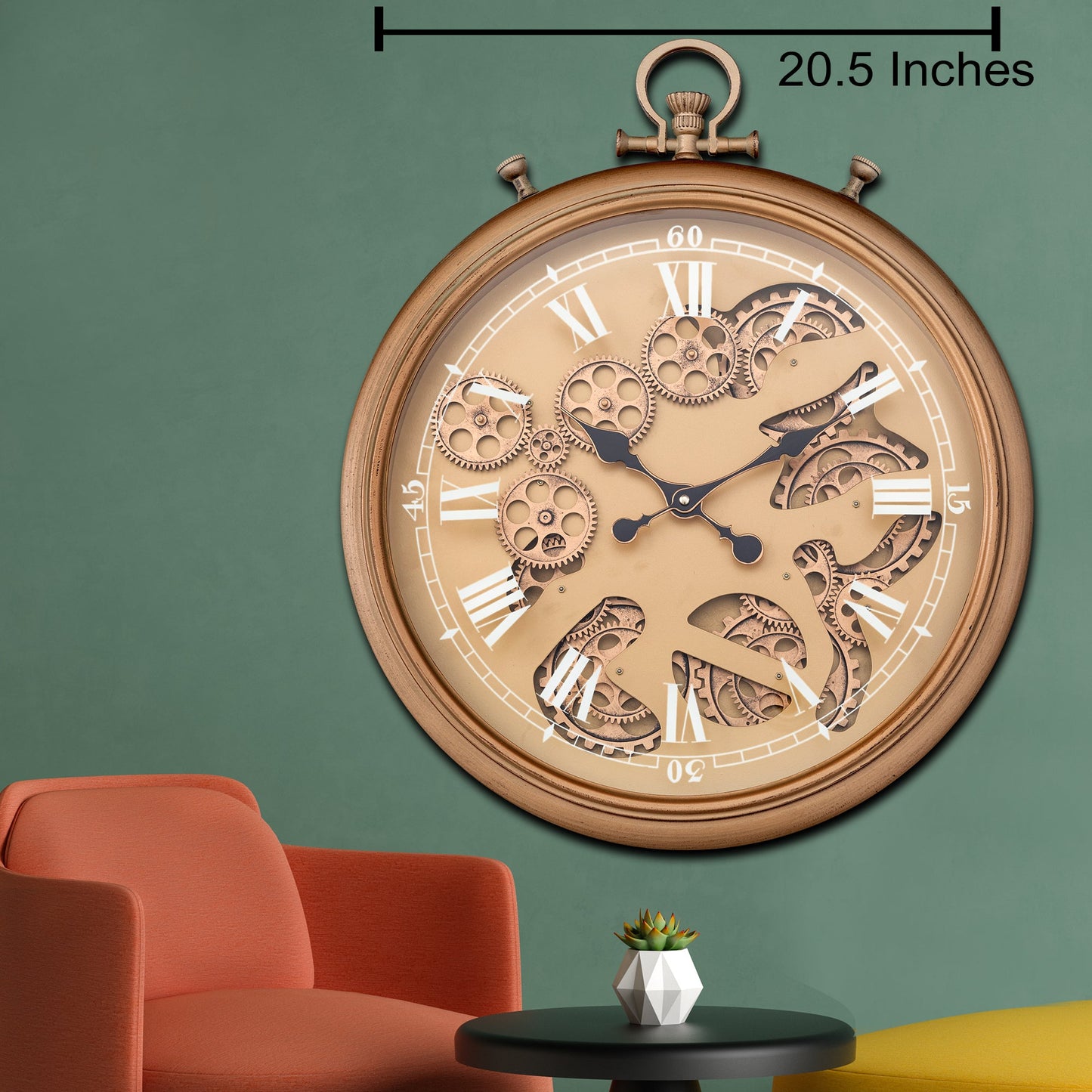 Vortex Time Luxury Antique Wall clocks for the Home With Moving Gear Mechanism Buy Wall Clock Online (Gold) (Steel Body)