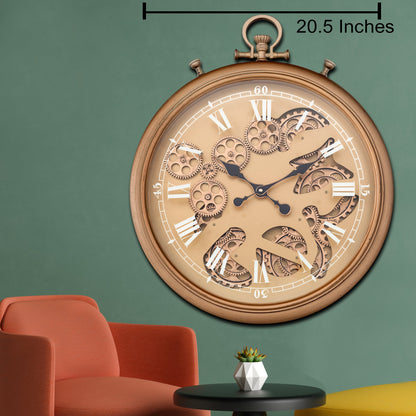 Vortex Time Luxury Antique Wall clocks for the Home With Moving Gear Mechanism Buy Wall Clock Online (Gold) (Steel Body)