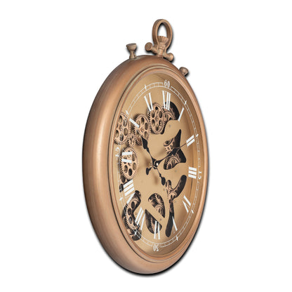 Vortex Time Luxury Antique Wall clocks for the Home With Moving Gear Mechanism Buy Wall Clock Online (Gold) (Steel Body)
