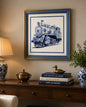 Blue & White Framed Wall art - 12"x12"