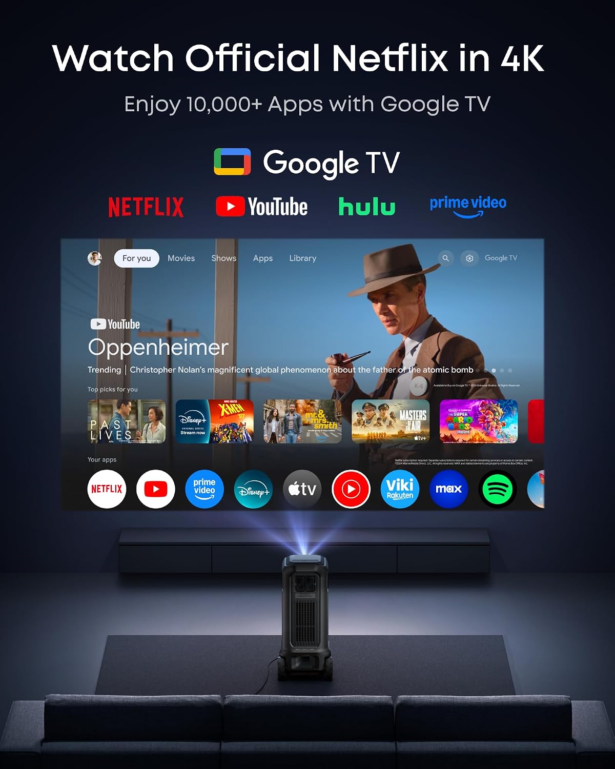 Nebula X1 Pro with Anker SOLIX C1000 Power Station, 4K Triple Laser Projector for Home and Outdoor, 3500 ANSI Lumens, 7.1.4 Space Sound, Dolby Atmos, Optical Zoom, 56000:1 Contrast