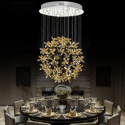 Crystal Round Raindrop Chandelier Elegant Modern K9 Crystal Pendant Lamp Flush Mount LED Ceiling Light Corridor Lights,