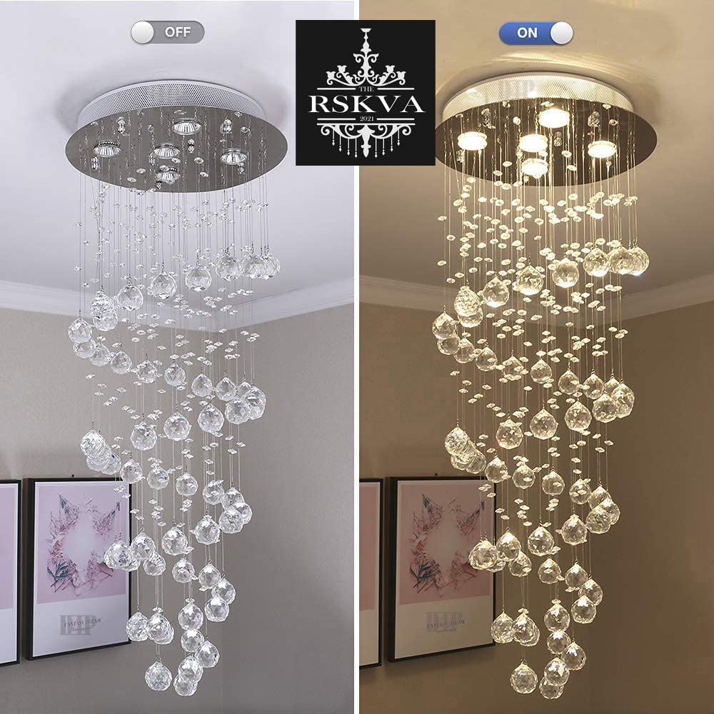 Ceiling Glass Beads Crystal Pendant Hanging Chandelier (6 Feet Hight)