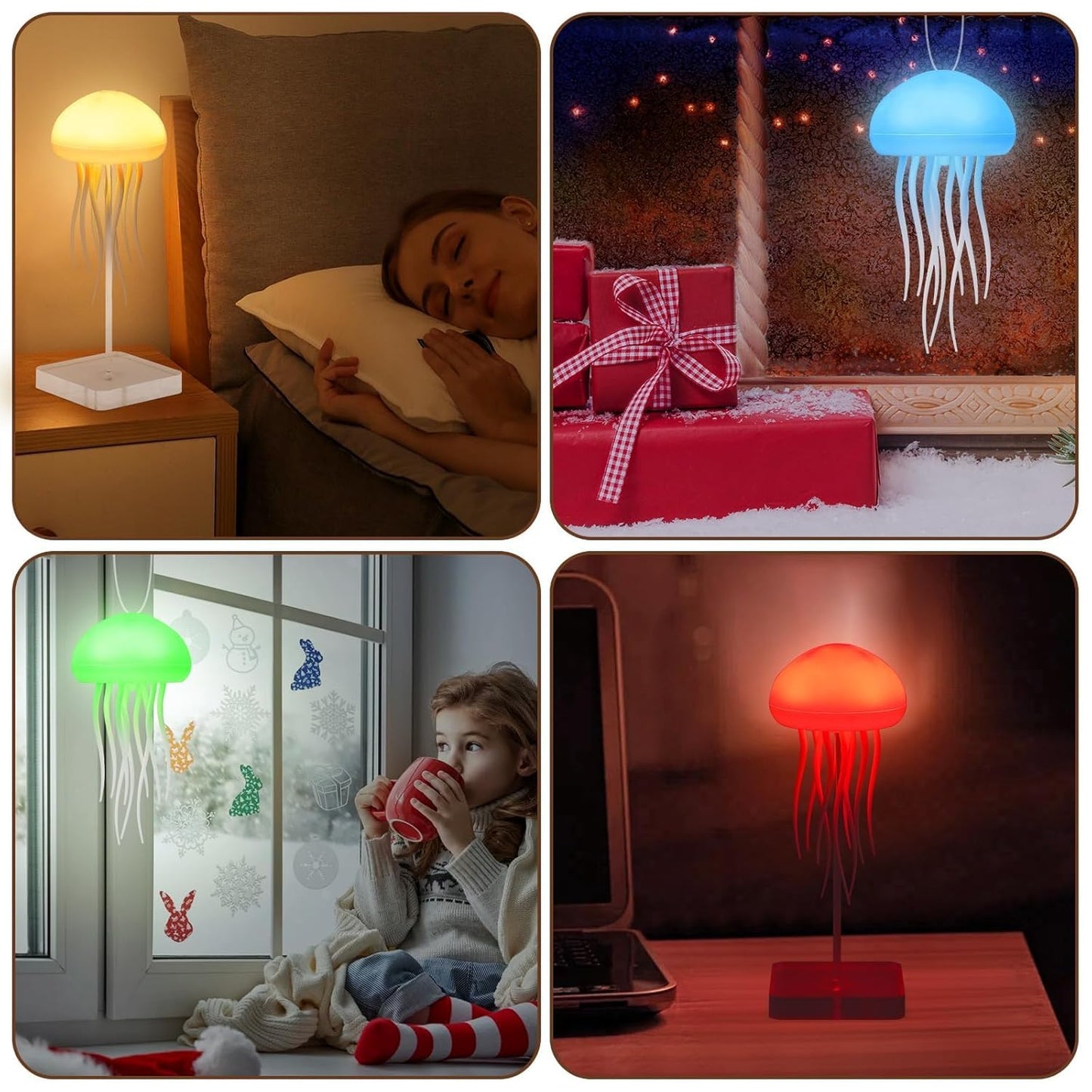 Jellyfish Lamp Sound Activated Jelly Fish Light Lamp with Dancing Legs Baby Room Decor Aesthetic Gifts for Girls, Boys Friends & Ocean Lovers Night Lamps Mood USB Rechargeable Table Lamp