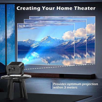 Ctalyn Portable 4K Video Projector, DLP, WiFi Bluetooth, Grey, HDMI USB, 15000LM, 1080P, Electric Focus, 4D/4P Correction