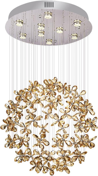 Crystal Round Raindrop Chandelier Elegant Modern K9 Crystal Pendant Lamp Flush Mount LED Ceiling Light Corridor Lights,