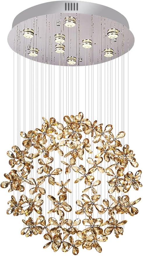 Crystal Round Raindrop Chandelier Elegant Modern K9 Crystal Pendant Lamp Flush Mount LED Ceiling Light Corridor Lights,