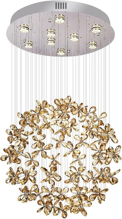 Crystal Round Raindrop Chandelier Elegant Modern K9 Crystal Pendant Lamp Flush Mount LED Ceiling Light Corridor Lights,