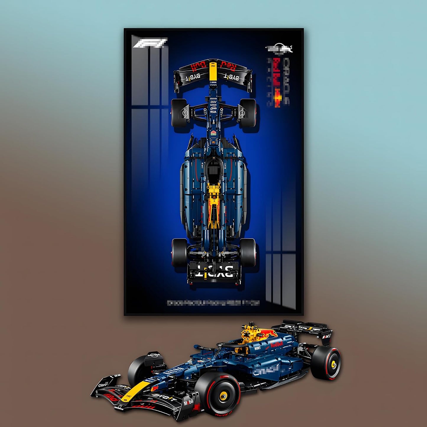LEGO Technic 42206 Red Bull RB20 F1 Car Wall Plate, Compatible with Le/Go Car Display, Gift Ideas for Lego Vehicle Wall Mount Lovers, Wall Plate Only