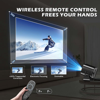 Ctalyn Portable 4K Video Projector, DLP, WiFi Bluetooth, Grey, HDMI USB, 15000LM, 1080P, Electric Focus, 4D/4P Correction