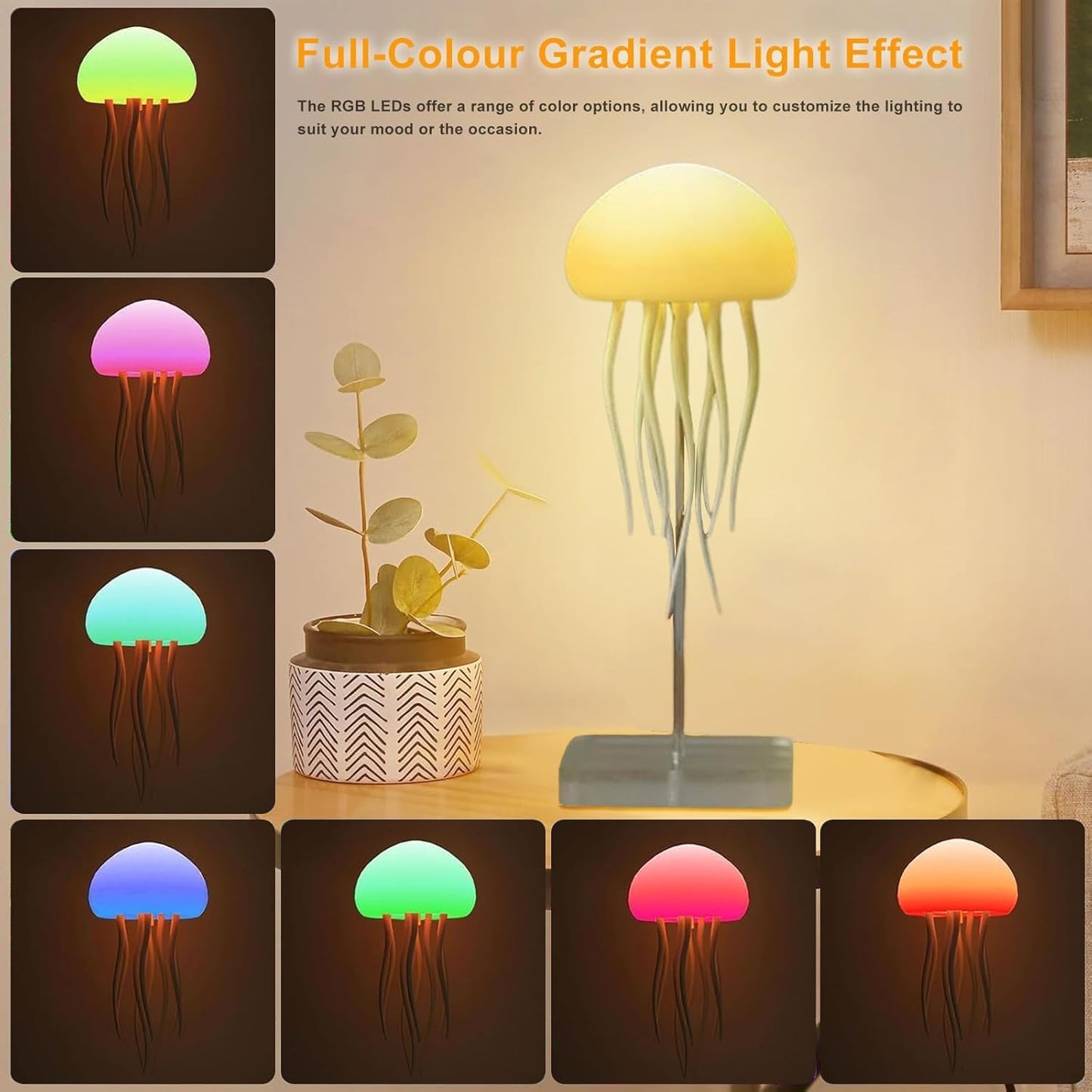 Jellyfish Lamp Sound Activated Jelly Fish Light Lamp with Dancing Legs Baby Room Decor Aesthetic Gifts for Girls, Boys Friends & Ocean Lovers Night Lamps Mood USB Rechargeable Table Lamp