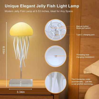 Jellyfish Lamp Sound Activated Jelly Fish Light Lamp with Dancing Legs Baby Room Decor Aesthetic Gifts for Girls, Boys Friends & Ocean Lovers Night Lamps Mood USB Rechargeable Table Lamp
