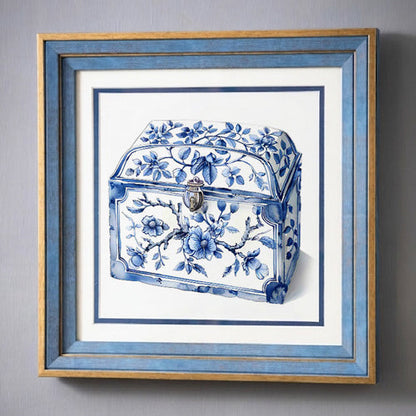Blue & White Framed Wall art - 12"x12"