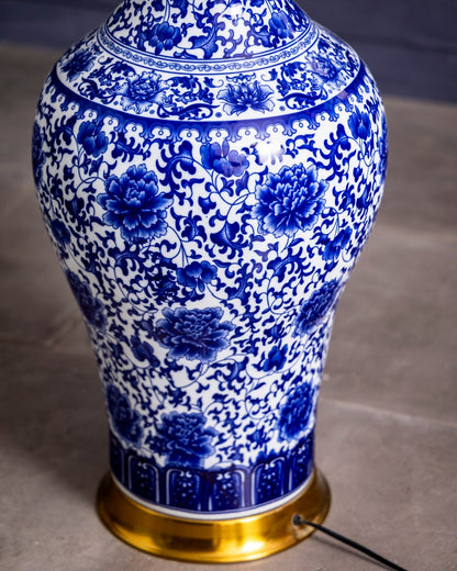 Oriental Indigo Floral Floor Lamp