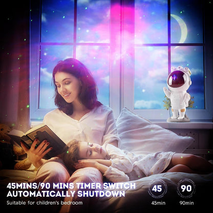 Astronaut Robot Projector Night Light 360° Adjustable Head with Timer and Remote Led Space Galaxy Star Projection Led Table Lamp for Kids Bedroom