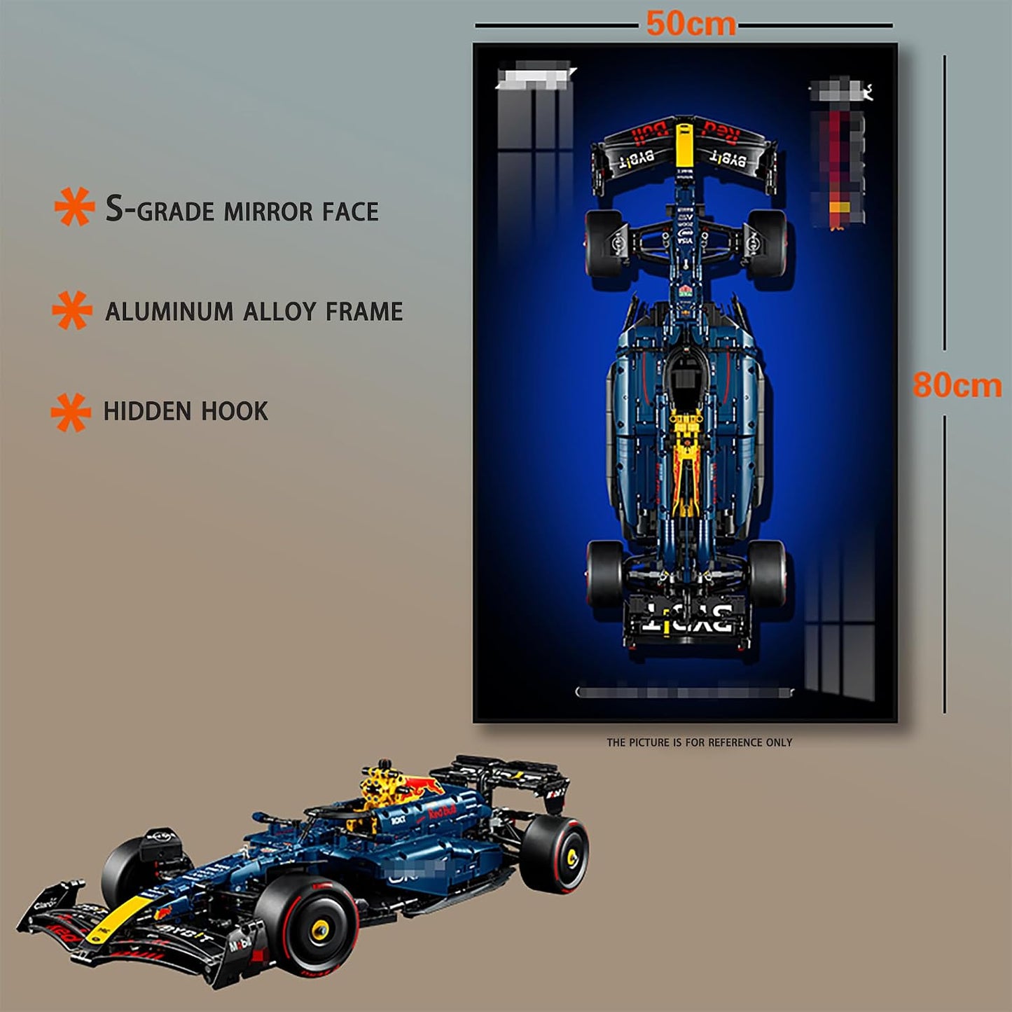 LEGO Technic 42206 Red Bull RB20 F1 Car Wall Plate, Compatible with Le/Go Car Display, Gift Ideas for Lego Vehicle Wall Mount Lovers, Wall Plate Only