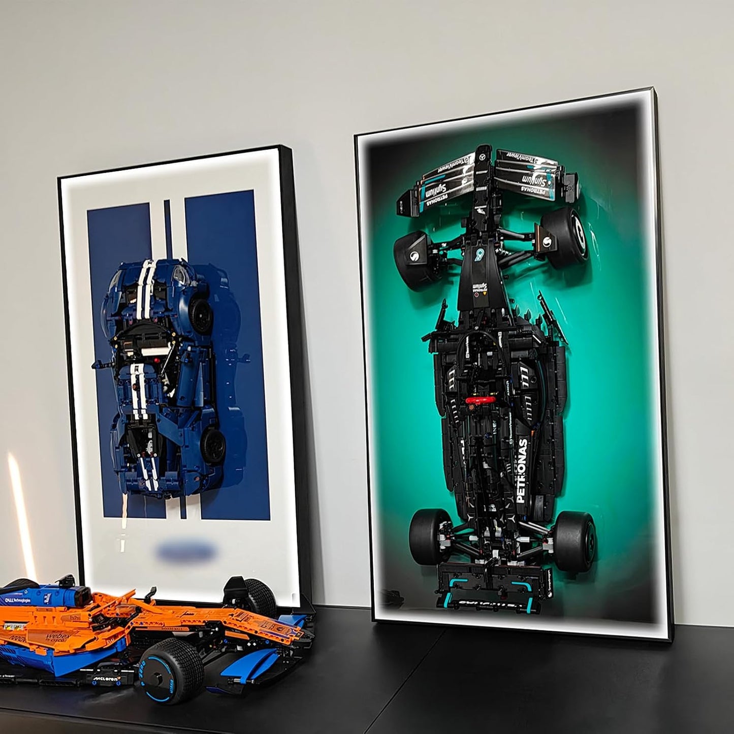 WETCEAOM Display Wallboard for Lego Technic Mercedes-AMG F1 W14 E 42171 Performance Race Car with LED Light, Gift Ideas for Lego Car Wall Mount Display Lover, Only Frame! 19.7 x 31.5 in