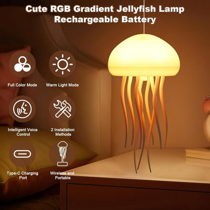 Jellyfish Lamp Sound Activated Jelly Fish Light Lamp with Dancing Legs Baby Room Decor Aesthetic Gifts for Girls, Boys Friends & Ocean Lovers Night Lamps Mood USB Rechargeable Table Lamp