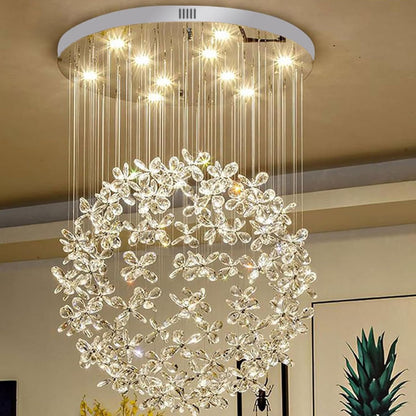 Crystal Round Raindrop Chandelier Elegant Modern K9 Crystal Pendant Lamp Flush Mount LED Ceiling Light Corridor Lights,