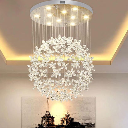 Crystal Round Raindrop Chandelier Elegant Modern K9 Crystal Pendant Lamp Flush Mount LED Ceiling Light Corridor Lights,