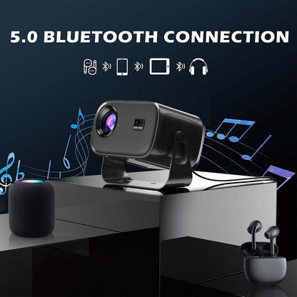 Ctalyn Portable 4K Video Projector, DLP, WiFi Bluetooth, Grey, HDMI USB, 15000LM, 1080P, Electric Focus, 4D/4P Correction
