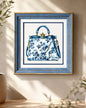Blue & White Framed Wall art - 12"x12"