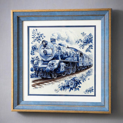 Blue & White Framed Wall art - 12"x12"