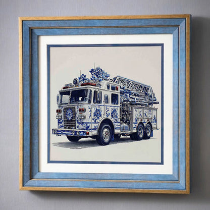 Blue & White Framed Wall art - 12"x12"