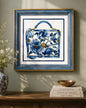 Blue & White Framed Wall art - 12"x12"