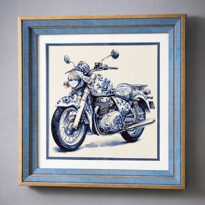 Blue & White Framed Wall art - 12"x12"