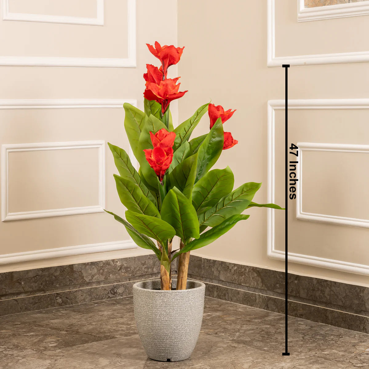 Radiant Ruby Red Lily Artificial plant (4 Feet) (Natural Feel)