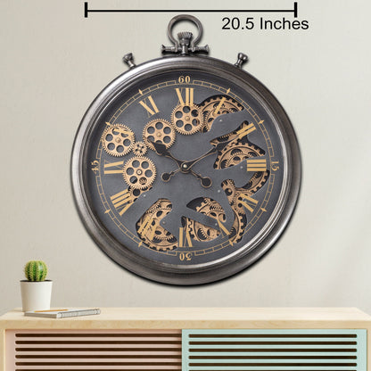 Vortex Time Luxury Antique Wall clocks for the Home With Moving Gear Mechanism Buy Wall Clock Online (Black) (Steel Body)
