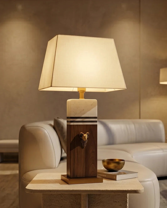Marble And Wood Stripe Table Lamp