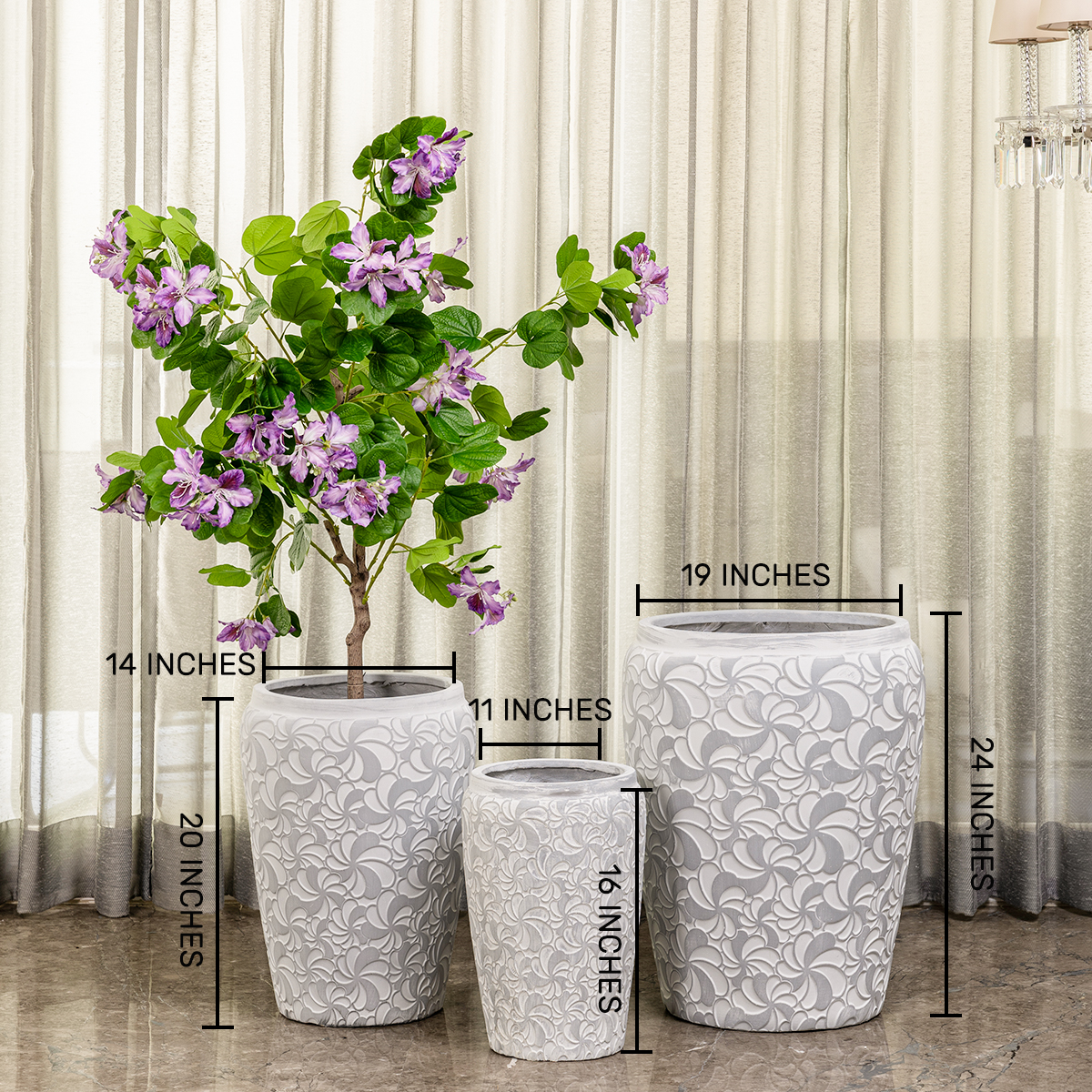Whirlwind Flower Indoor Planters For Home - Set of 3